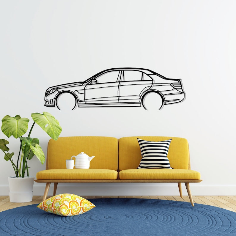 Mercedes E63 AMG Detailed Metal Car Silhouette Wall Art