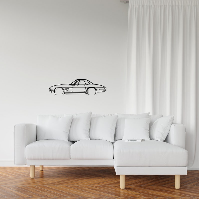 Chevrolet Corvette 327 Detailed Metal Car Silhouette Wall Art