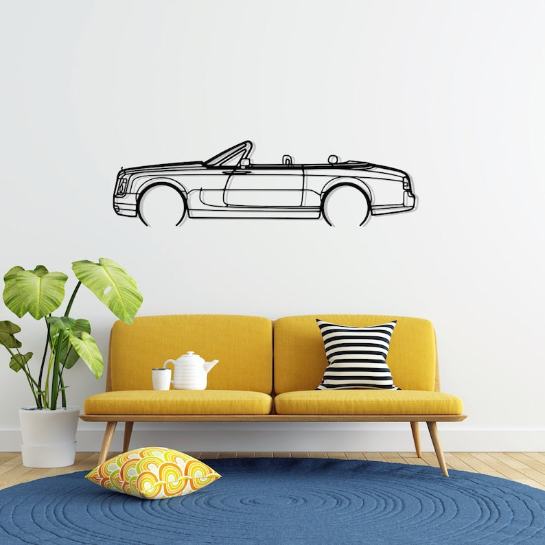 Rolls Royce Phantom Drophead 2008 Detailed Metal Car Silhouette Wall Art