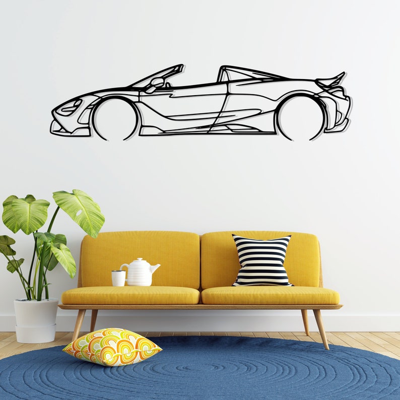 Mclaren 765 LT Detailed Metal Car Silhouette Wall Art