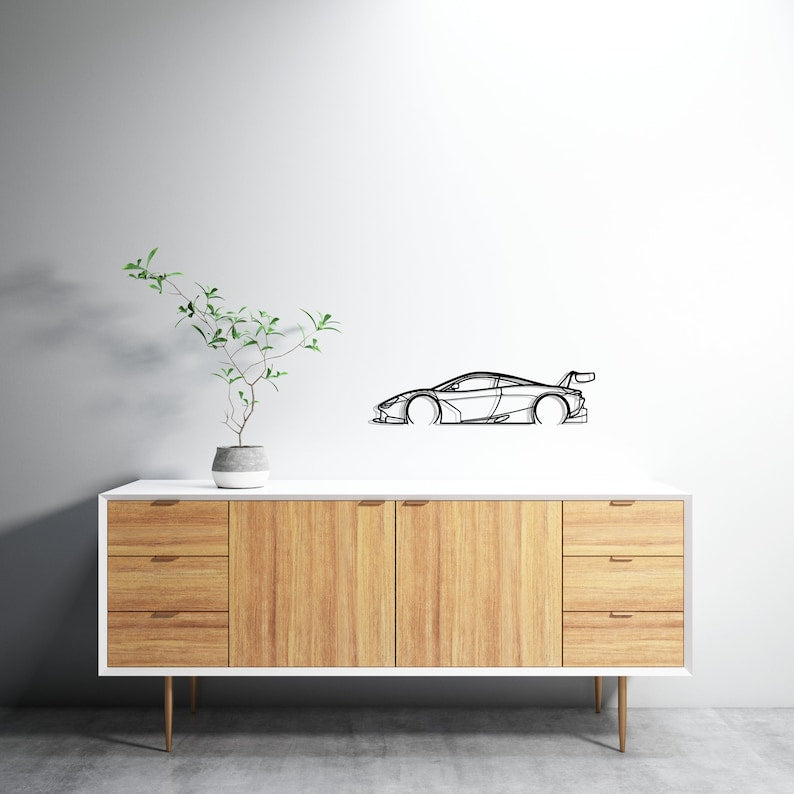 Mclaren MCL GT3 Detailed Metal Car Silhouette Wall Art