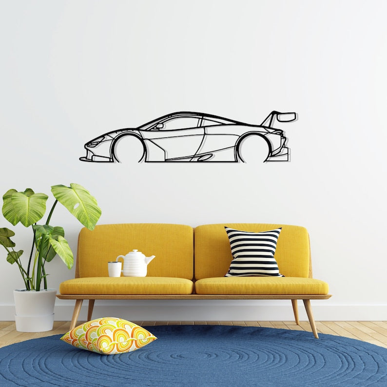 Mclaren MCL GT3 Detailed Metal Car Silhouette Wall Art
