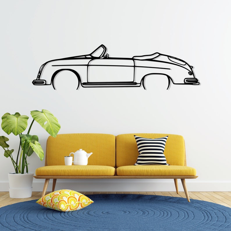 Ferrari 356 Speedster California Detailed Metal Car Silhouette Wall Art