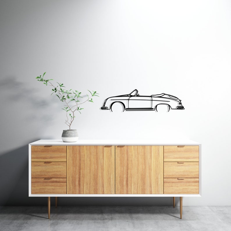Ferrari 356 Speedster California Detailed Metal Car Silhouette Wall Art