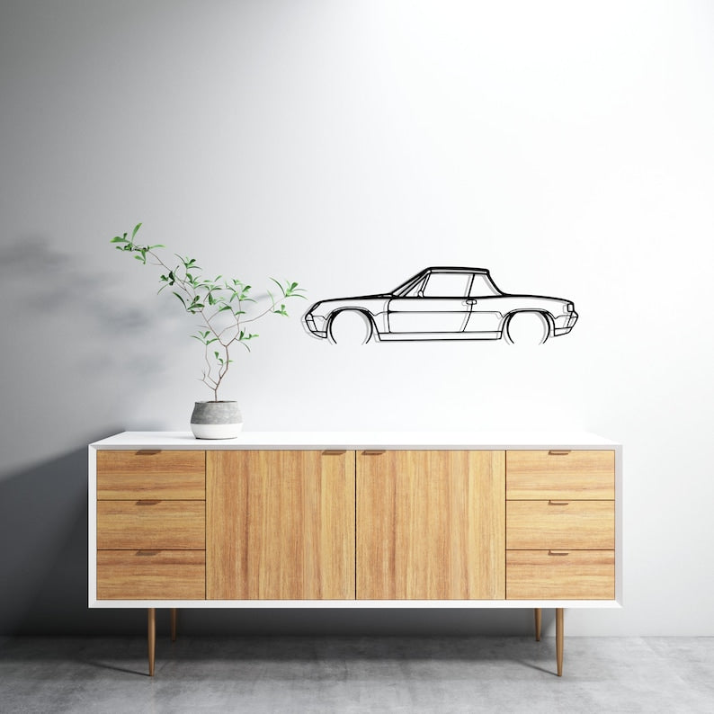 Porsche 914 1970 Detailed Metal Car Silhouette Wall Art