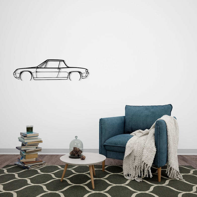 Porsche 914 1970 Detailed Metal Car Silhouette Wall Art