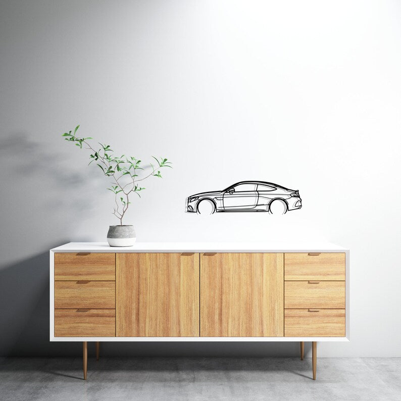 Mercedes C63S 2019 Detailed Metal Car Silhouette Wall Art
